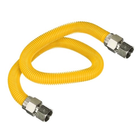 Flextron Gas Line Hose 5/8'' O.D.x36'' Len 1/2"x3/4" FIP Fittings Yellow Coated Stainless Steel Flexible FTGC-YC12-36L